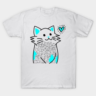 Cats Brighten Up My Heart (Blue) T-Shirt